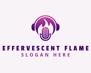 Flaming Podcast Mic logo design