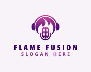 Flaming Podcast Mic logo design