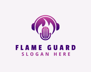 Flaming Podcast Mic logo design