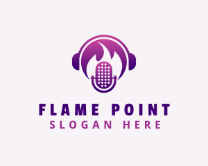 Flaming Podcast Mic logo design