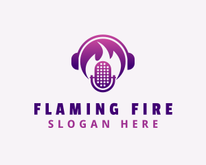 Flaming Podcast Mic logo design