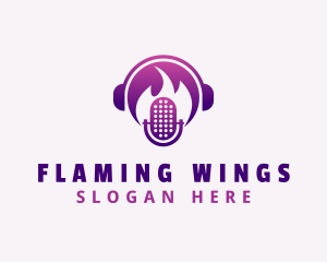 Flaming Podcast Mic logo design