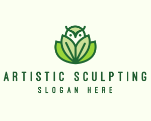 Green Eco Owl Bird logo design