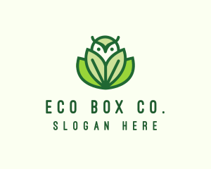 Green Eco Owl Bird logo design