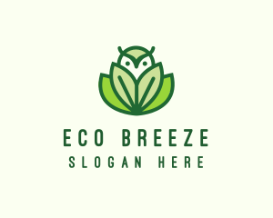 Green Eco Owl Bird logo design