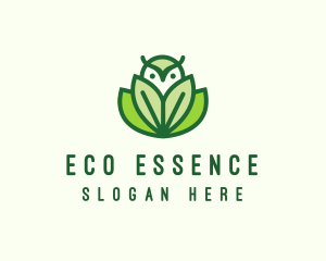 Green Eco Owl Bird logo design