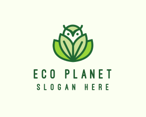 Green Eco Owl Bird logo design