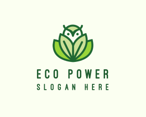 Green Eco Owl Bird logo design