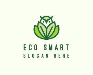 Green Eco Owl Bird logo