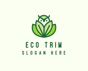 Green Eco Owl Bird logo design