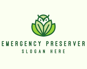 Green Eco Owl Bird logo design