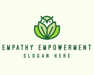 Green Eco Owl Bird logo design