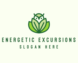 Green Eco Owl Bird logo design