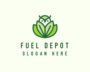 Green Eco Owl Bird logo design