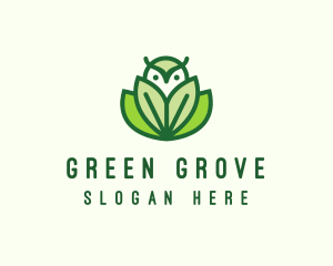 Green Eco Owl Bird logo design