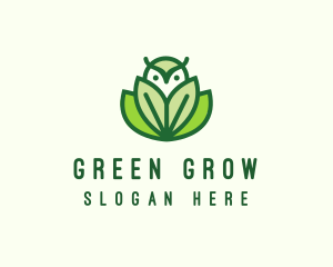 Green Eco Owl Bird logo design