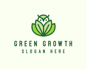 Green Eco Owl Bird logo design