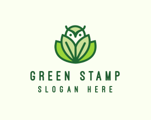 Green Eco Owl Bird logo design