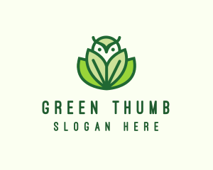 Green Eco Owl Bird logo design