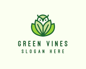 Green Eco Owl Bird logo design