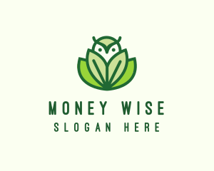 Green Eco Owl Bird logo design