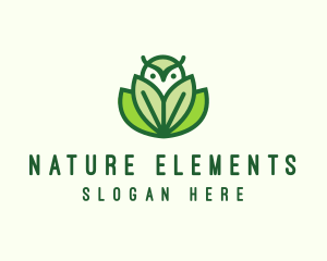 Green Eco Owl Bird logo design