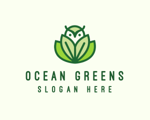 Green Eco Owl Bird logo design