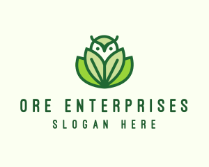 Green Eco Owl Bird logo design