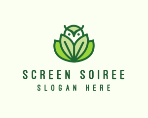 Green Eco Owl Bird logo design