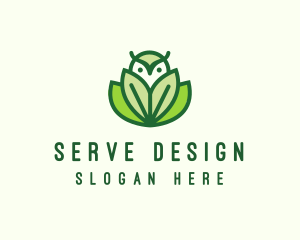 Green Eco Owl Bird logo design