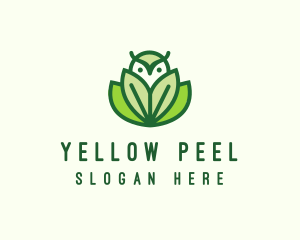 Green Eco Owl Bird logo design