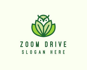 Green Eco Owl Bird logo design