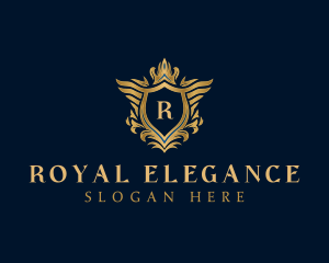 Royal Crown Shield Wings logo design