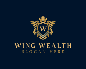 Royal Crown Shield Wings logo design