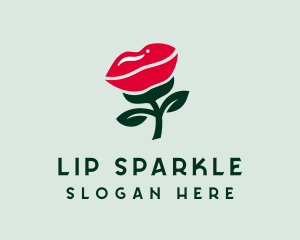 Lip Rose Flower logo design