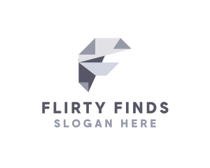 Origami Fold Letter F logo design