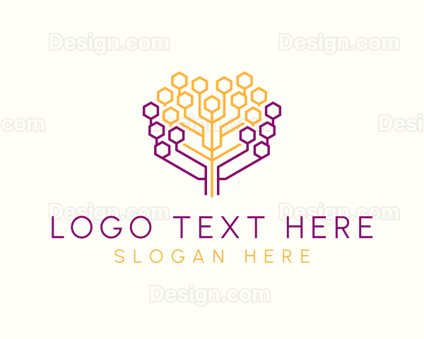 Digital Honeycomb Tree Logo