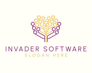 Digital Honeycomb Tree logo design