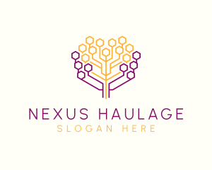 Digital Honeycomb Tree logo design