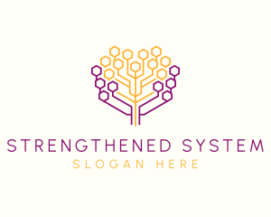 Digital Honeycomb Tree logo design