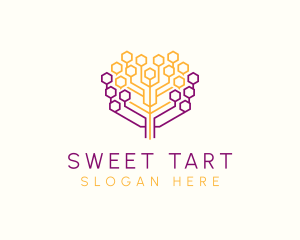 Digital Honeycomb Tree logo design