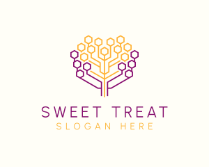 Digital Honeycomb Tree logo design