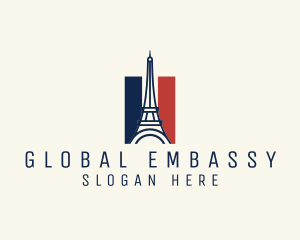 Eiffel Tower France Flag logo design