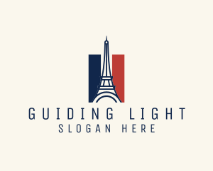 Eiffel Tower France Flag logo design