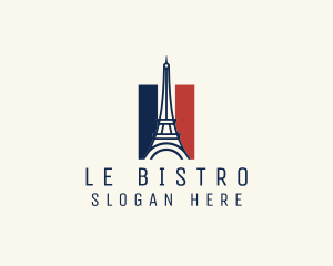 Eiffel Tower France Flag logo design