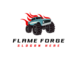 Monster Truck Flame logo design