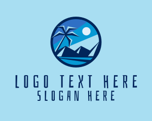 Mountain Beach Palm Tree Logo