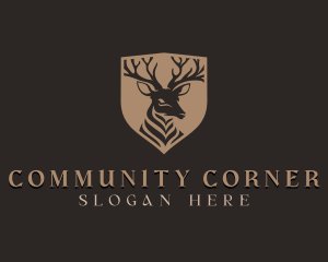 Deer Shield Elk logo design