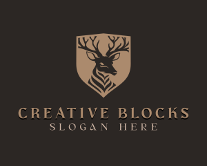 Deer Shield Elk logo design