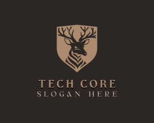 Deer Shield Elk logo design